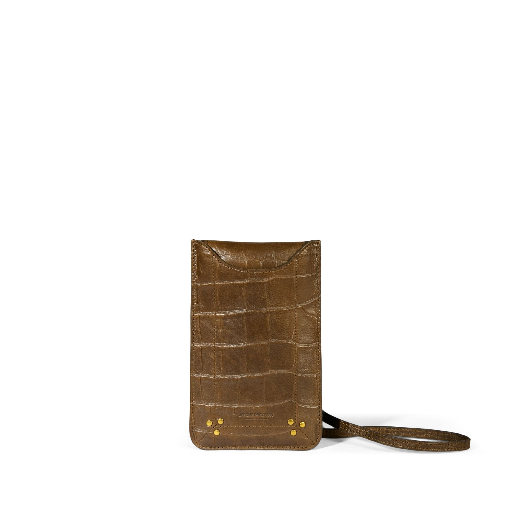 Etui Mobile Phone Holder in Croco Khaki