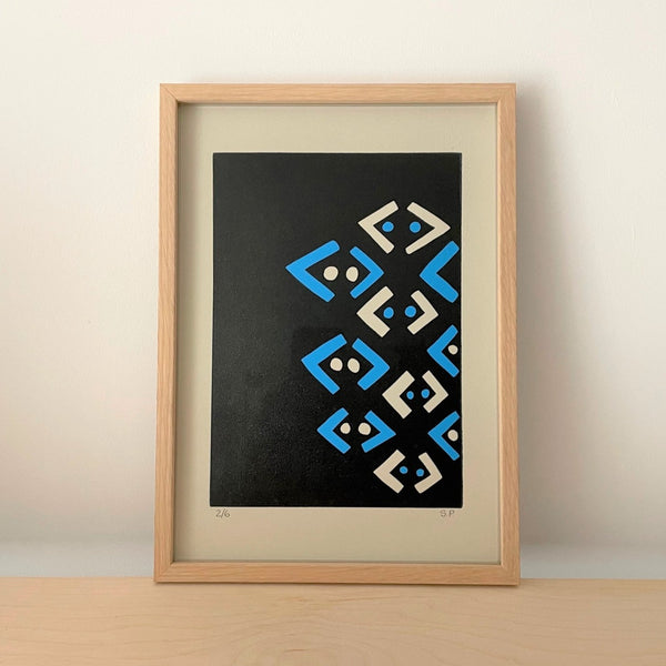 Susan Pembridge Relief Print - Black & Blue