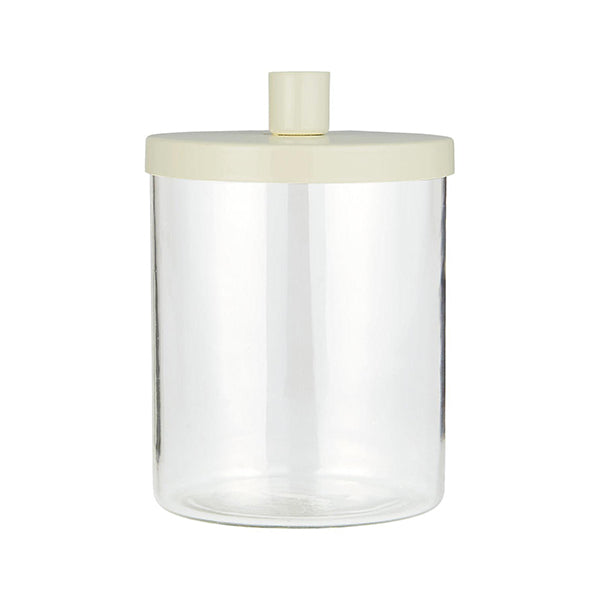 TUSKcollection Glass Jar Candle Holder With Metal Lid Cream Dinner Candle
