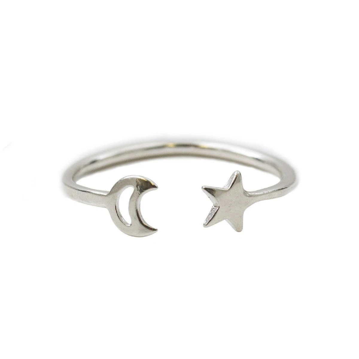 Posh Totty Designs Sterling Silver Moon & Star Open Ring