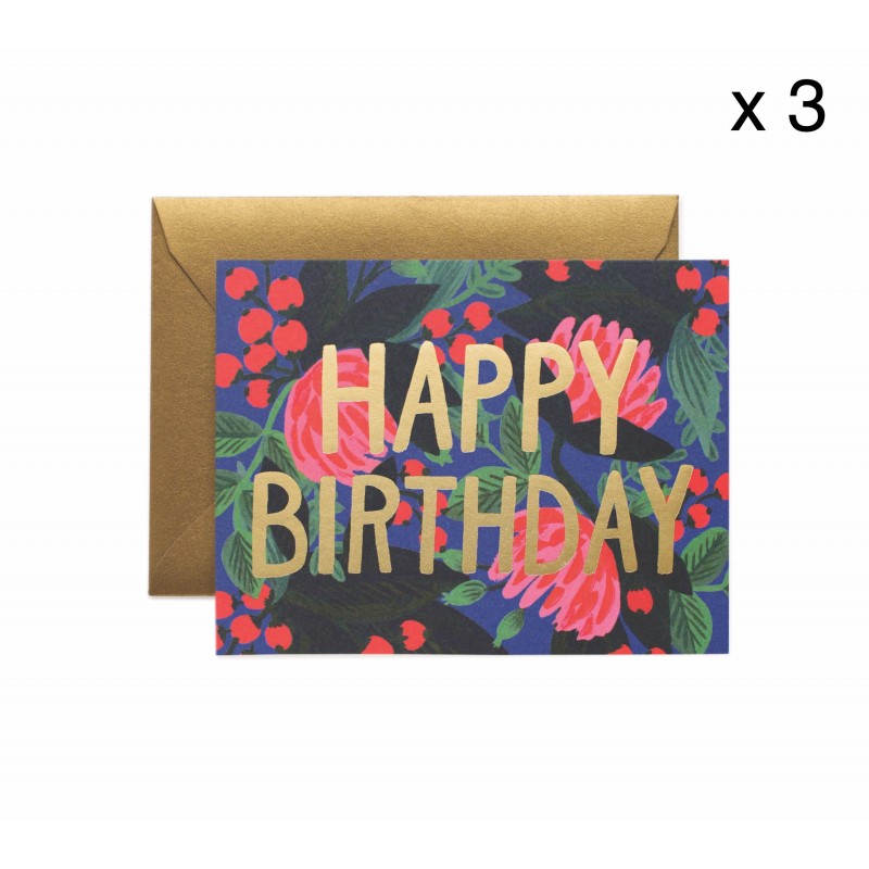 2 Double cards with Floral Foil Birthday envelope