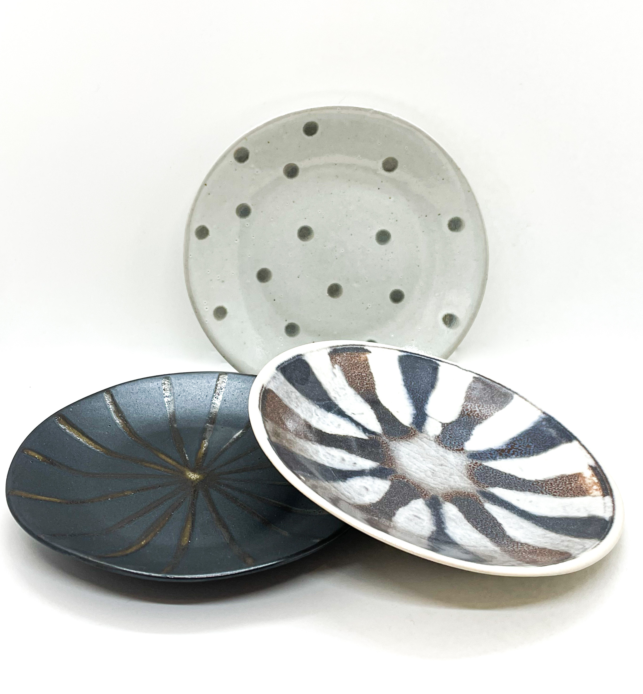 Cake Plate Set of 3 Sun Dots Organi