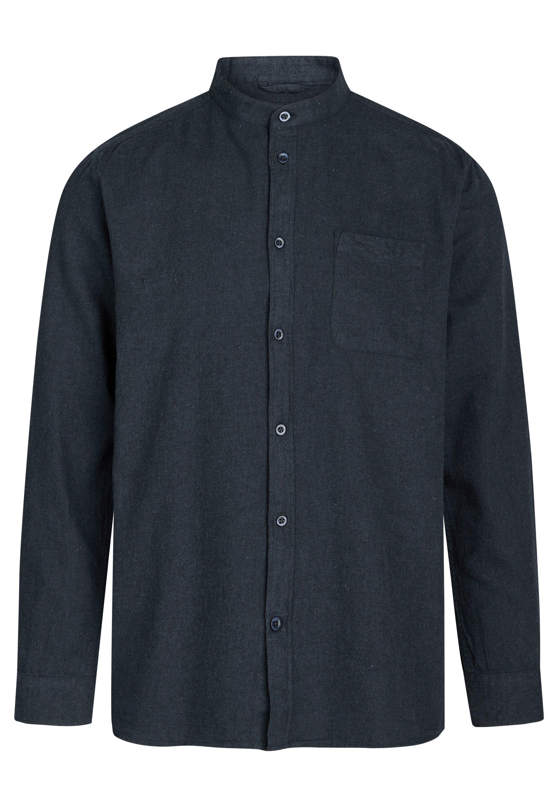 Knowledge Cotton Apparel  90891 Melangé Flannel Stand Collar Custom Fit Shirt Total Eclipse