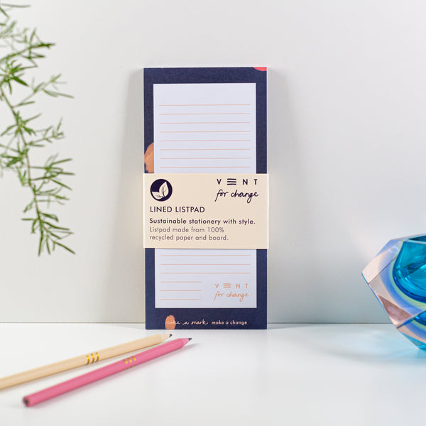 VENT for change Recycled Paper & Card Slim Ideas Listpad - Blue