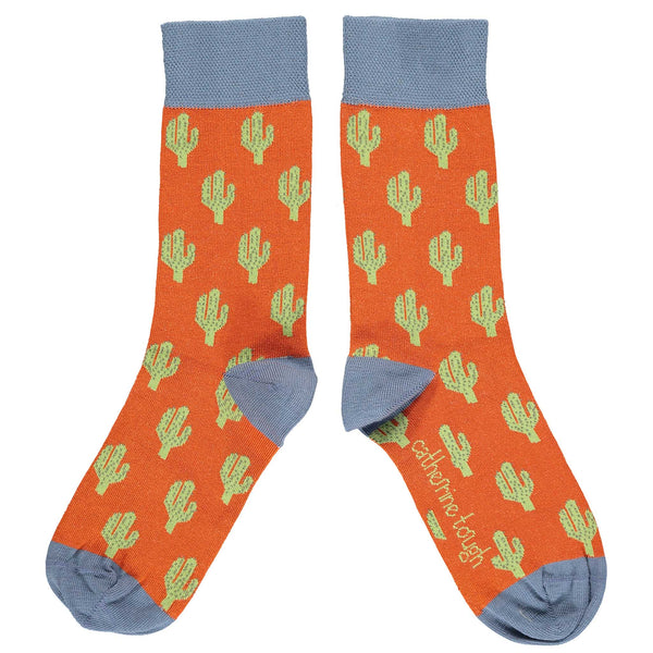 Catherine Tough Women's Ankle Socks- Cactus, Orange And Smoky Blue
