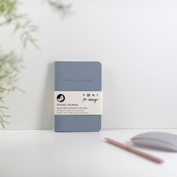 Releather & Sustainable Make A Mark Pocket Journal - Dusty Blue