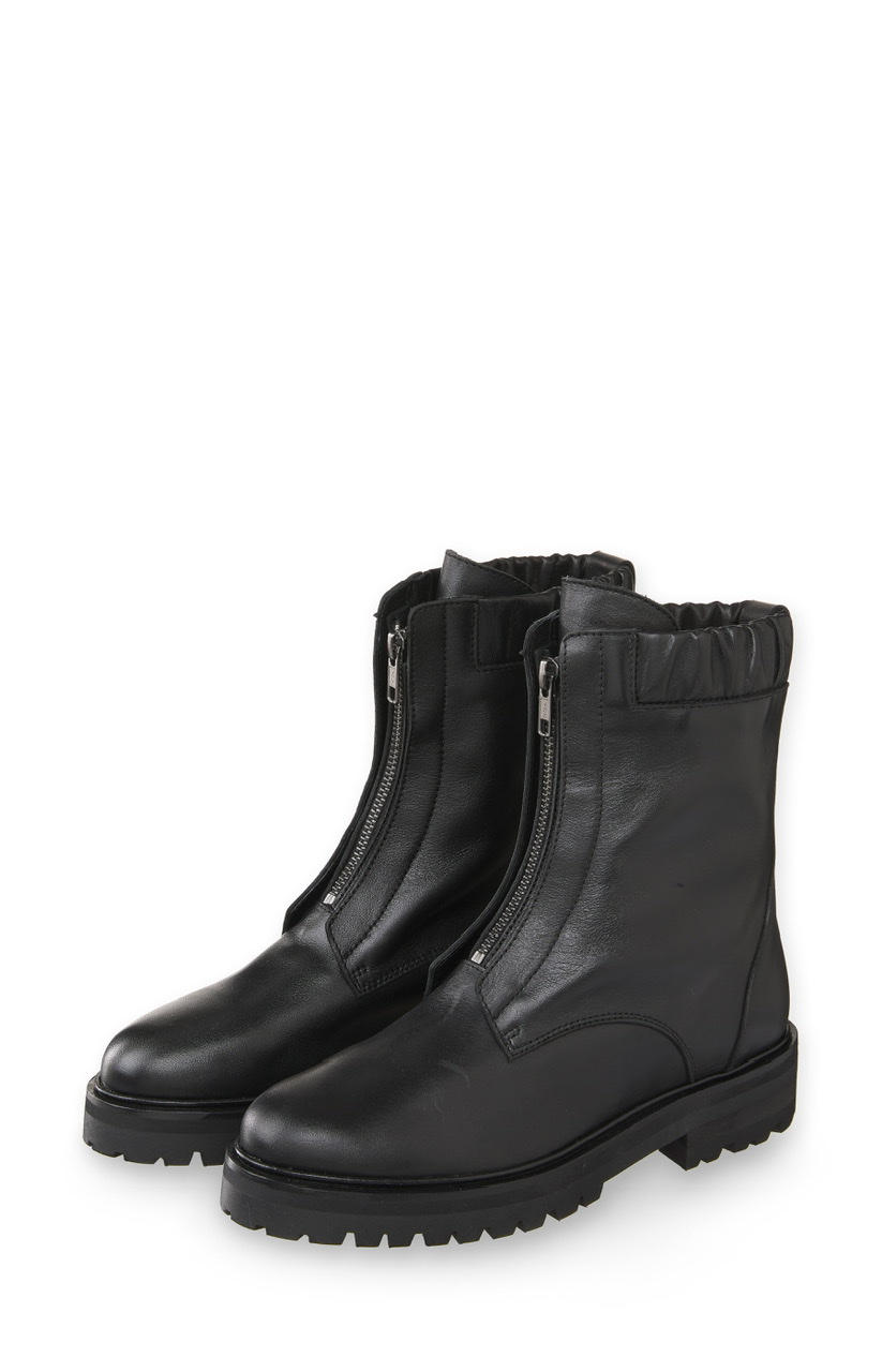 Suede Boot with zipper and smocked detail - Bristol Black