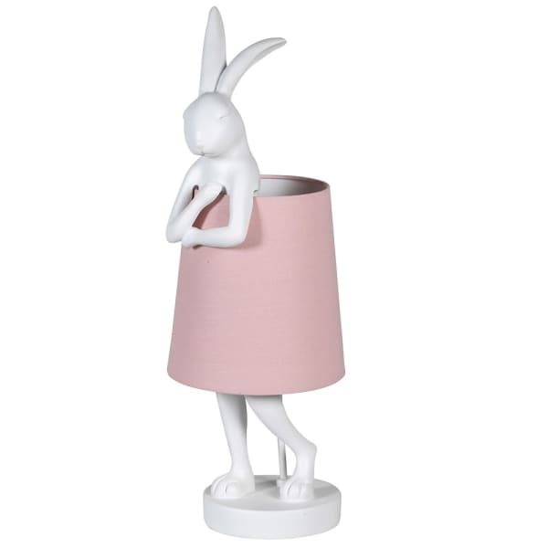 White Rabbit Lamp with Pink Shade