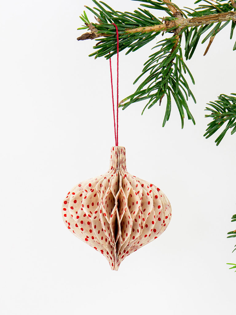 Honeycomb Drop Decoration In White & Red