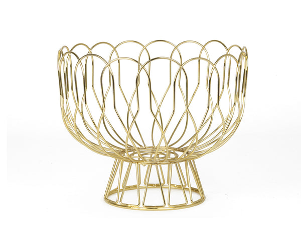 Present Time Gold Plated Wired Fruit Bowl