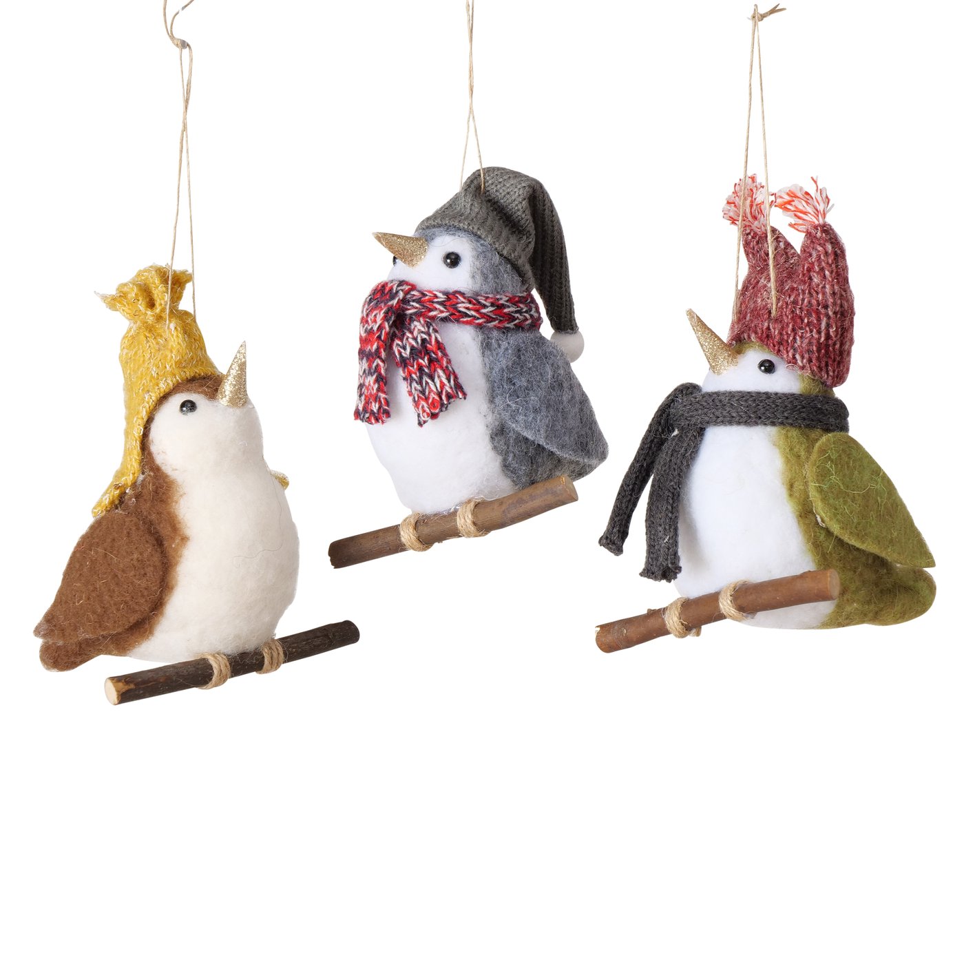 &Quirky Christmas Hanging Bird On Stick : Red Hat, Grey Hat or Mustard Hat