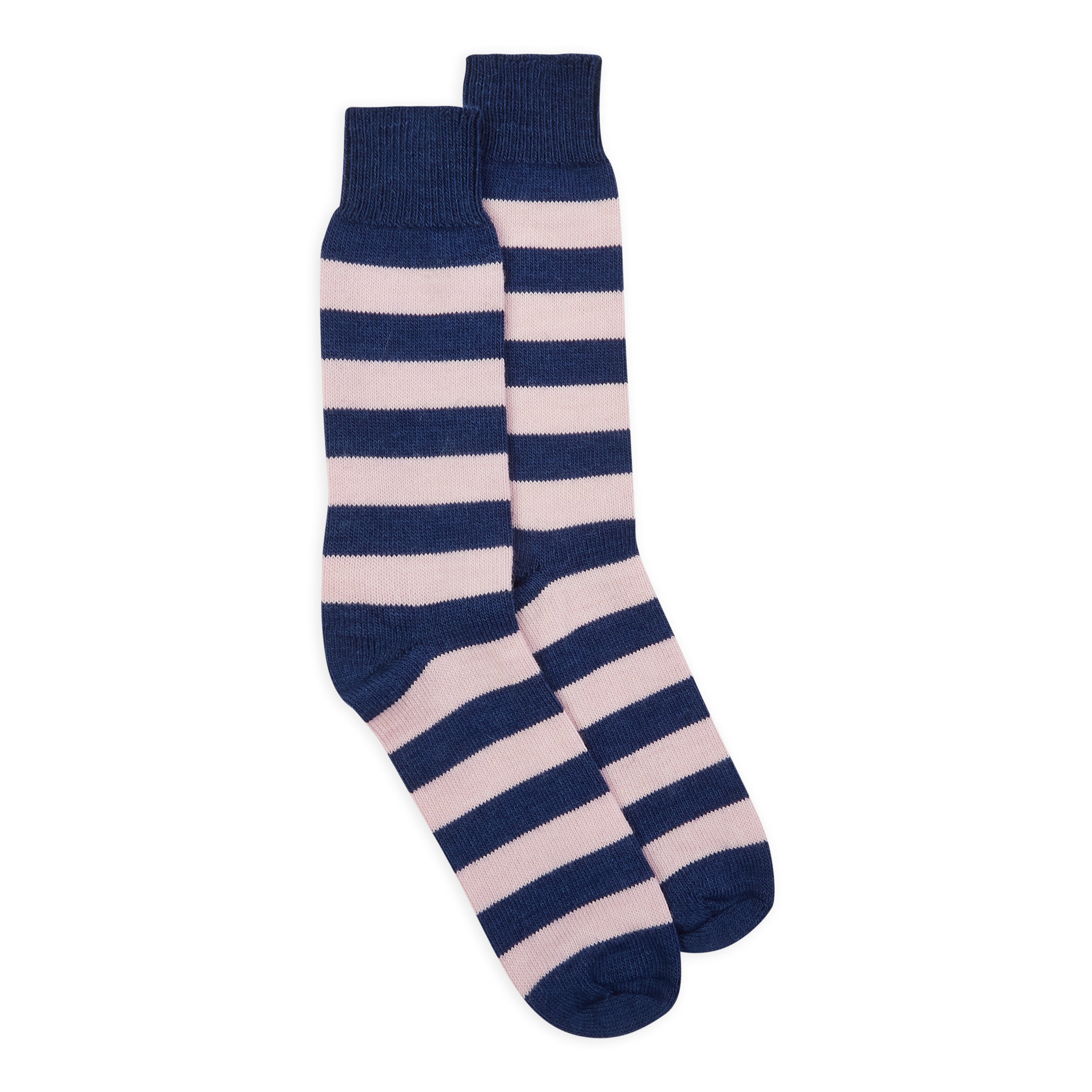 Stripe Alpaca Socks - Navy & Light Pink