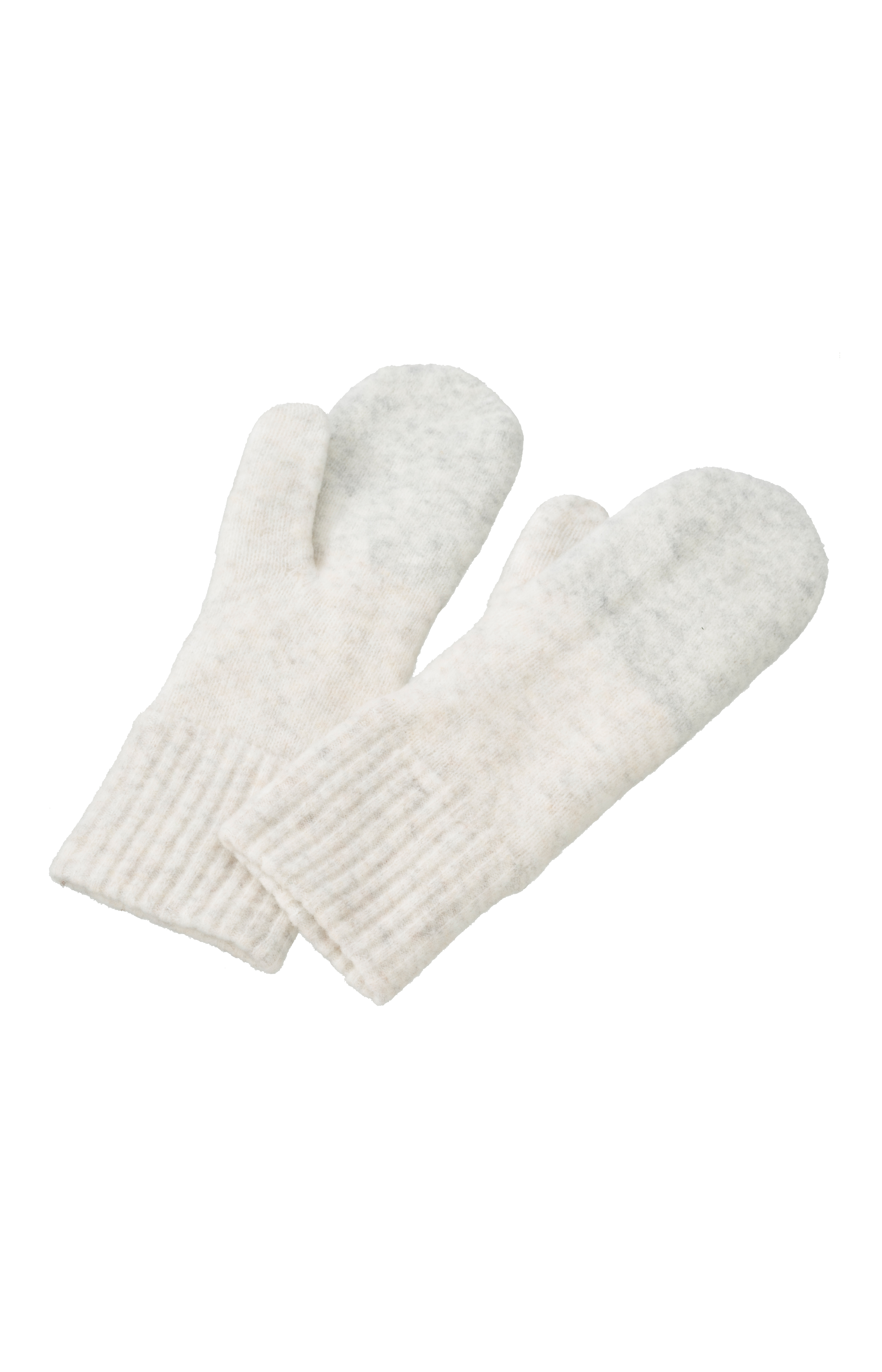 Gloves in two tones with ribbed details - Oyster Mushroom Grey