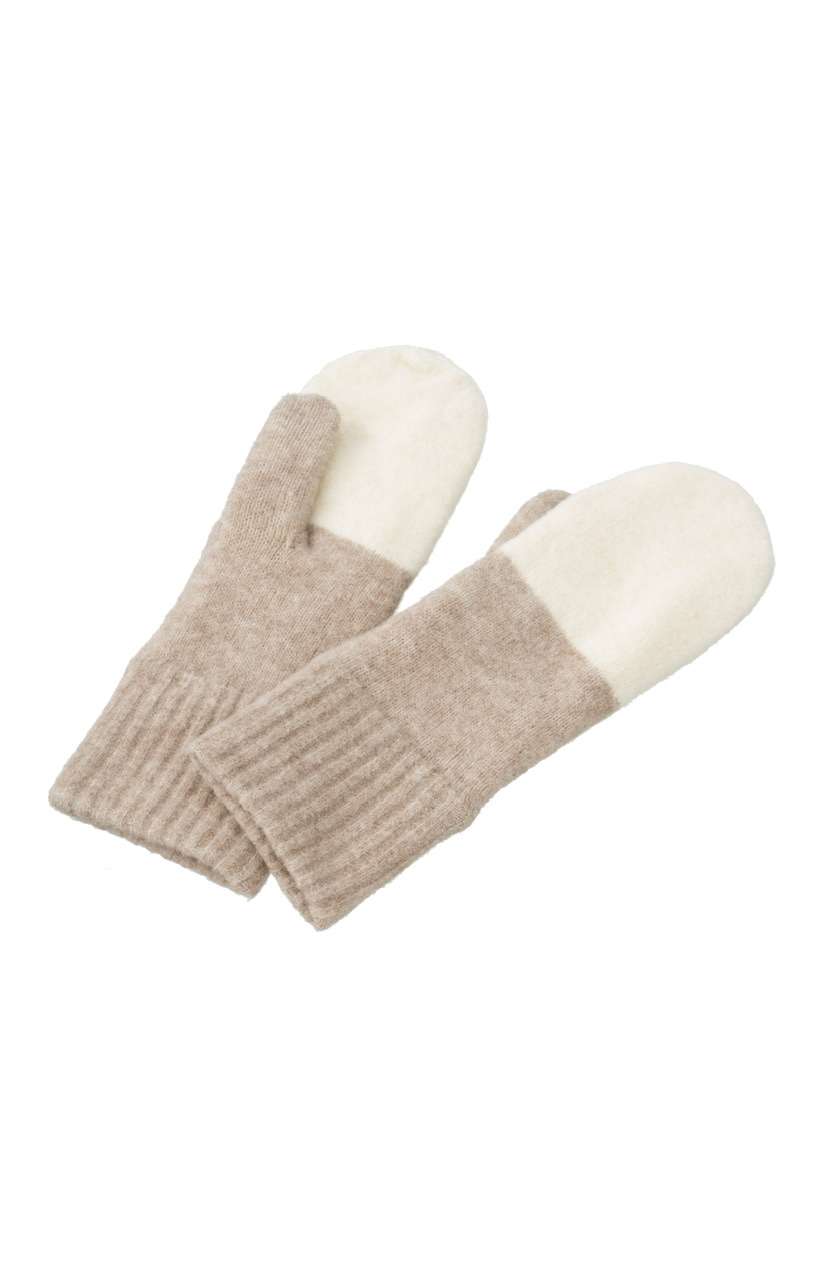 Gloves in two tones with ribbed details - Turtledove White