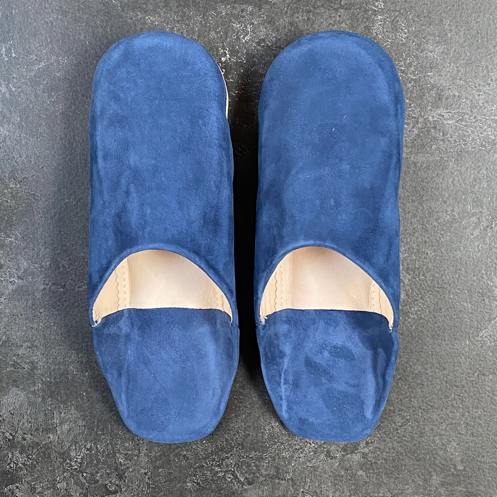 Moroccan Babouche Suede Slippers | Blue