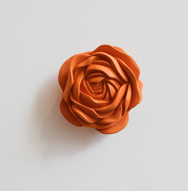 Iva Viana Rose Flower - Orange Plaster Sculpture Decor Iva Viana