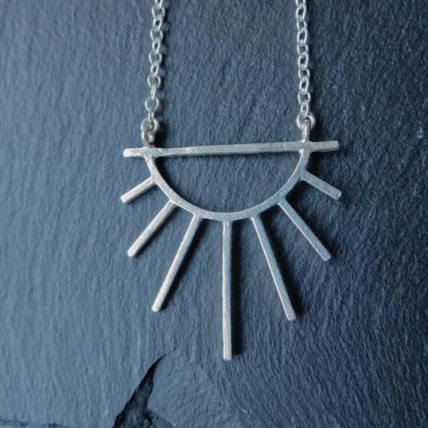 Marcia Vidal Silver Large Sunburst Necklace