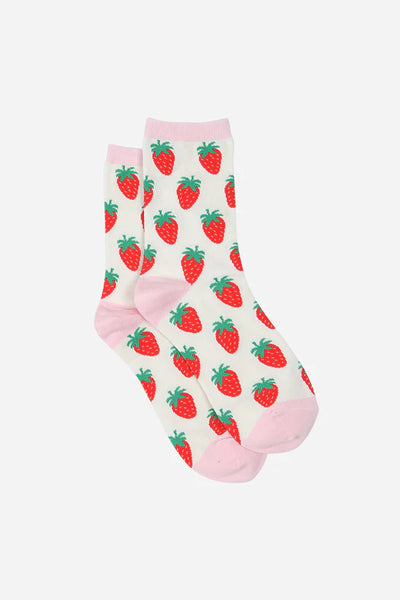 Lark London Strawberry Print Women's Bamboo Socks