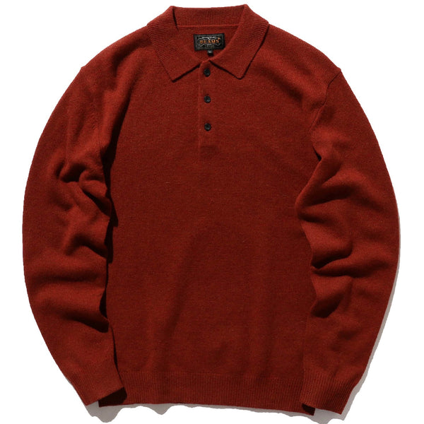 Knit Polo Stripe 12g Sweater Brown