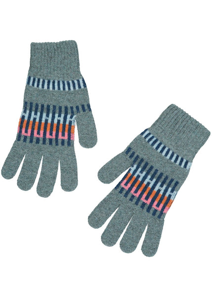 Aqua And Multi Block Stripe Gloves