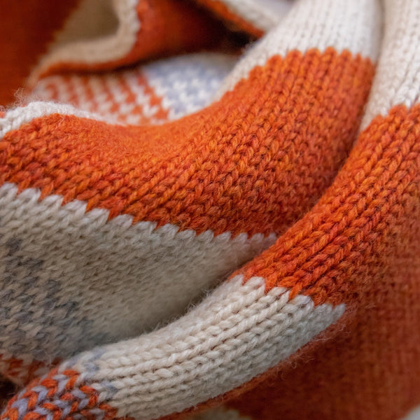 Rust Geometric Scarf | Oatmeal/Grey/Ember