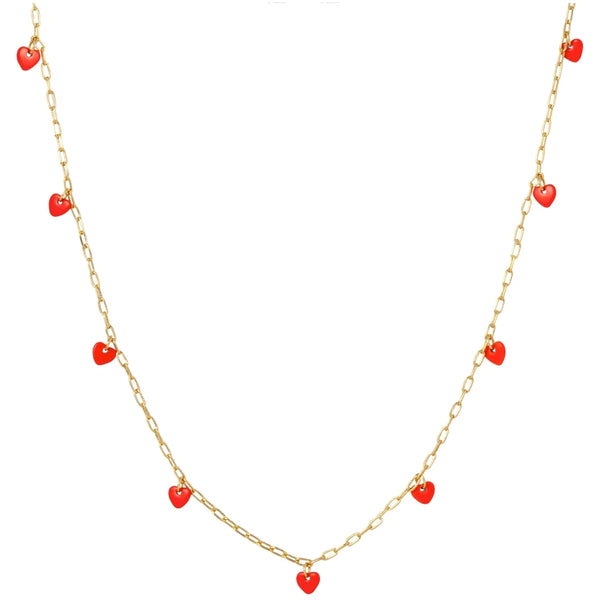 Lulu Copenhagen Love U Necklace Gold Red Heart