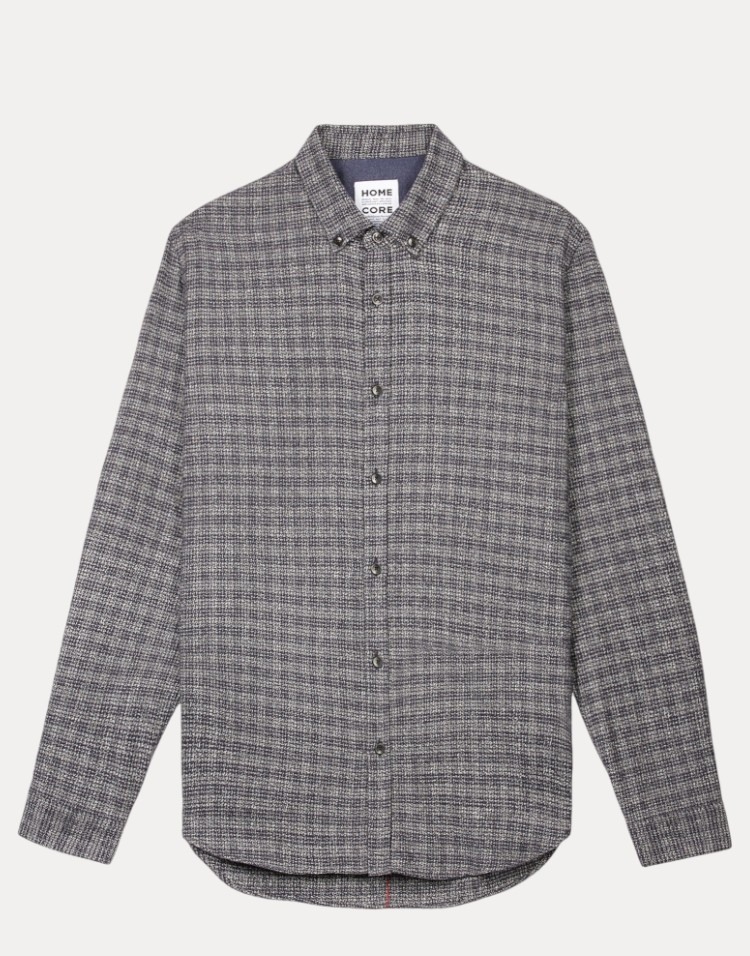 Homecore - Tokyo Hound Shirt - Cotton Flannel - Blue and White Checks