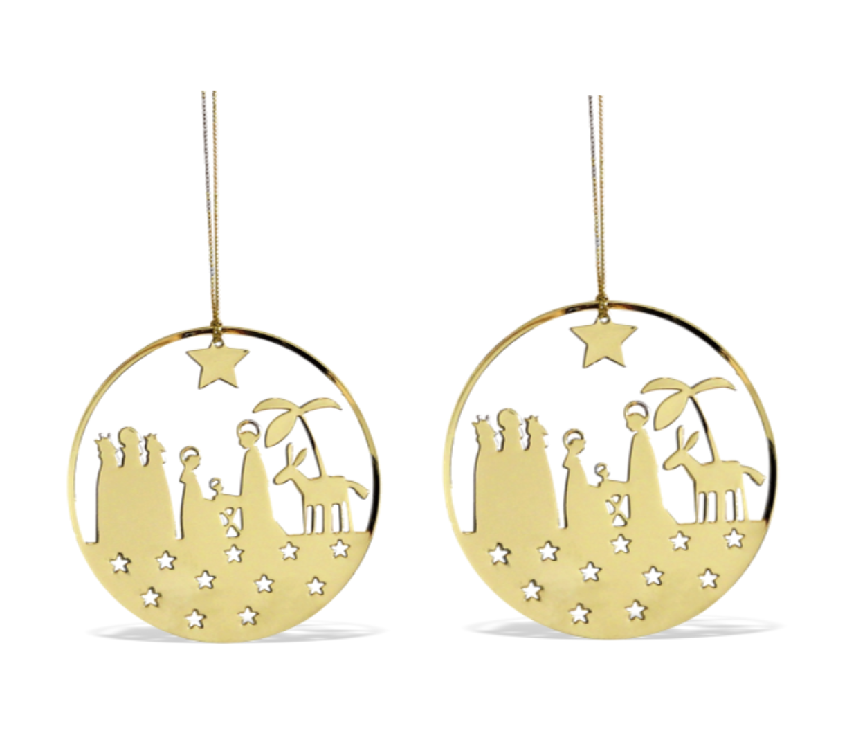 Hanging Christmas Decoration Gold Crib Set of 2