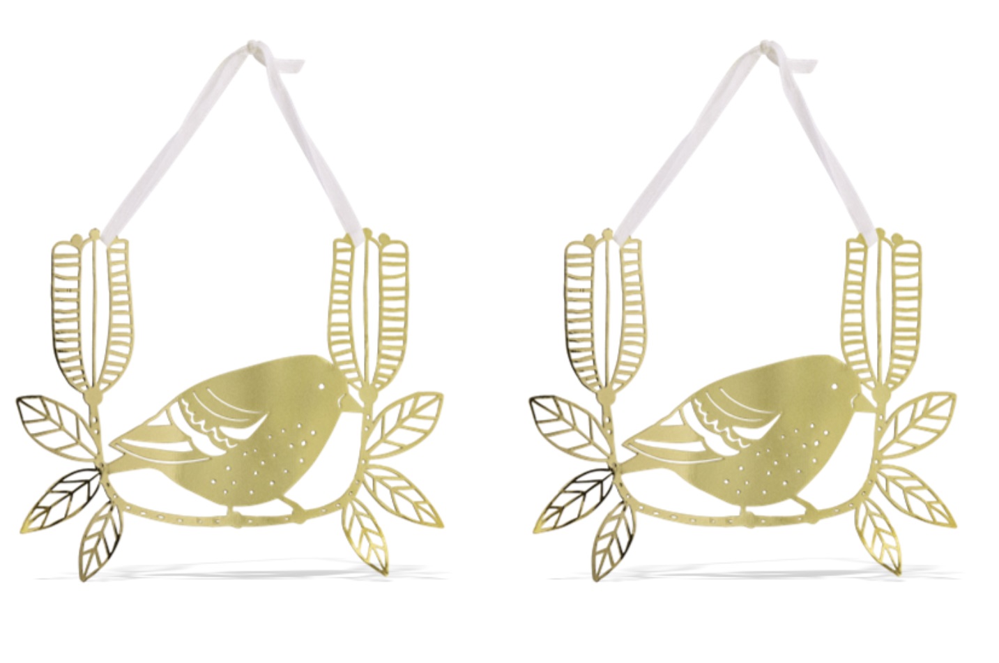 Pluto Produkter Hanging Christmas Decoration Gold Sparrow on Branch Set of 2