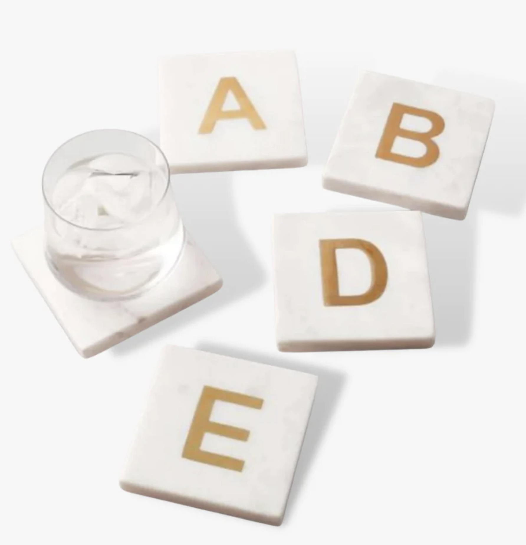 The Letteroom Alphabet Gold Initial Marble Coasters