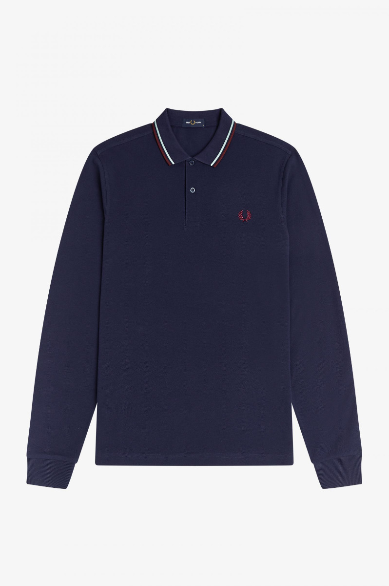 Fred Perry Fred Perry Longsleeve Polo Carbon Blue / Brighton Blue / Aubergine