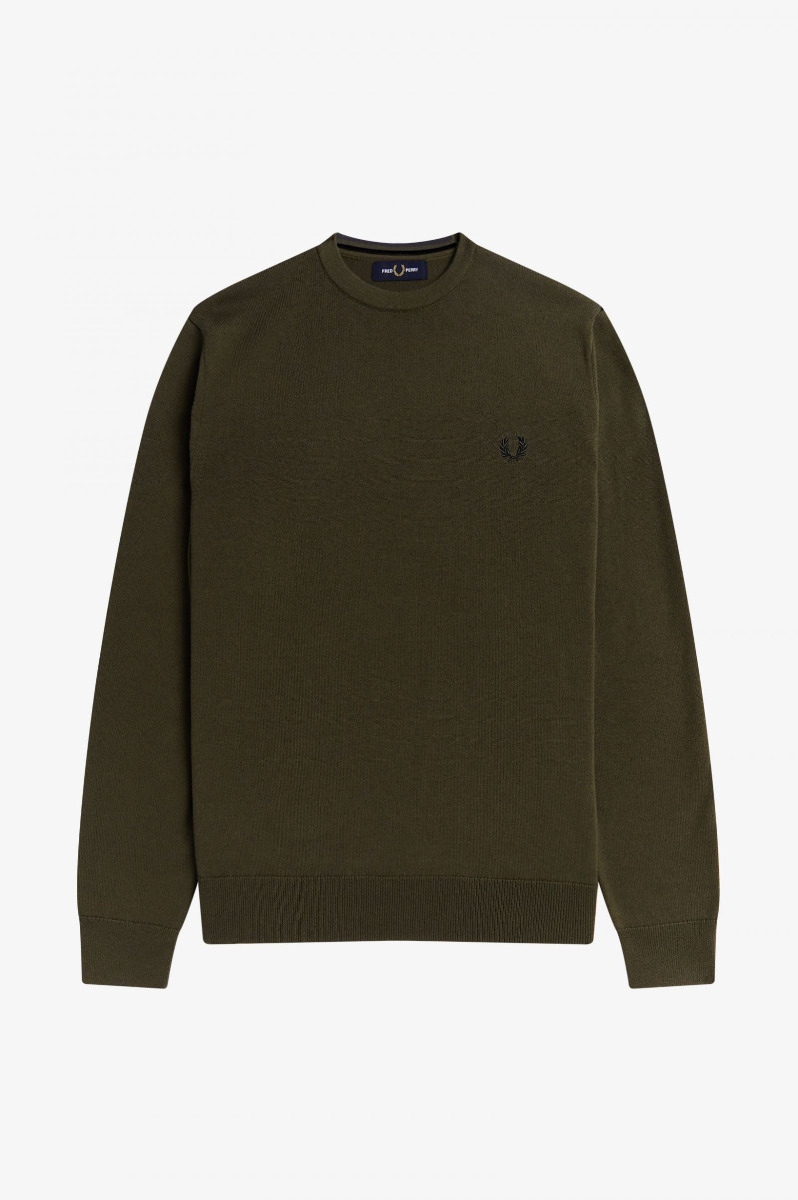 Fred Perry Fred Perry Classic Crew Neck Jumper Army Green