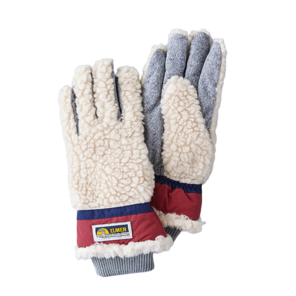 Elmer Gloves Elmer Teddy Gloves Wool Pile 5 Beige Wine 5 Fingers Em353