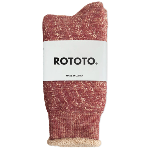 RoToTo Double Face Merino Wool Socks - Dark Red / Brown