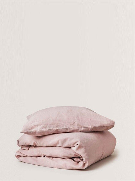 Dusty Pink Linen Cotbed Duvet Cover Bedset