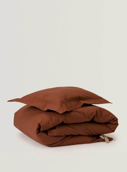 Warm Ochre Cotton Percale Single Bed Duvet Cover Set