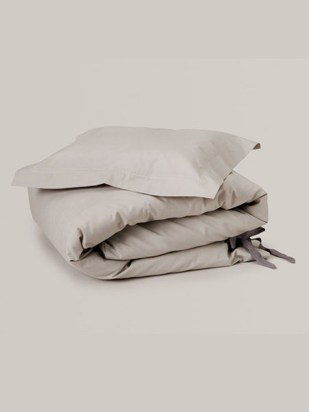 Grey Cotton Percale Cotbed Duvet Cover Bedset