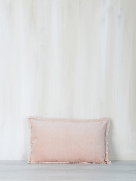 Viva Raise Fara Pink Fringed Velvet Cushion 30x50cm