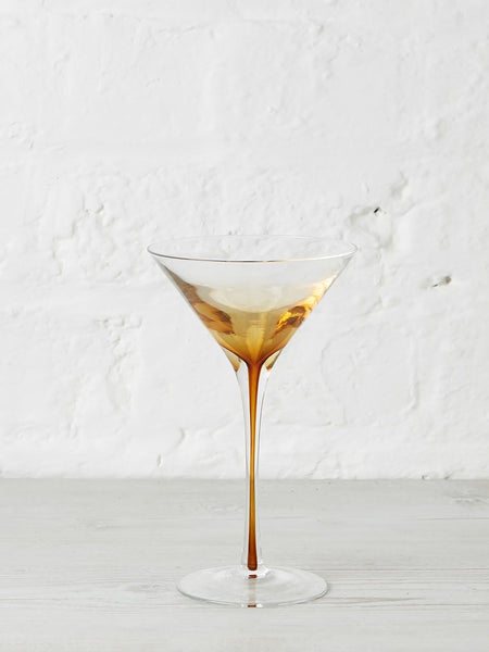 Broste Copenhagen Amber Mouthblown Martini Glass