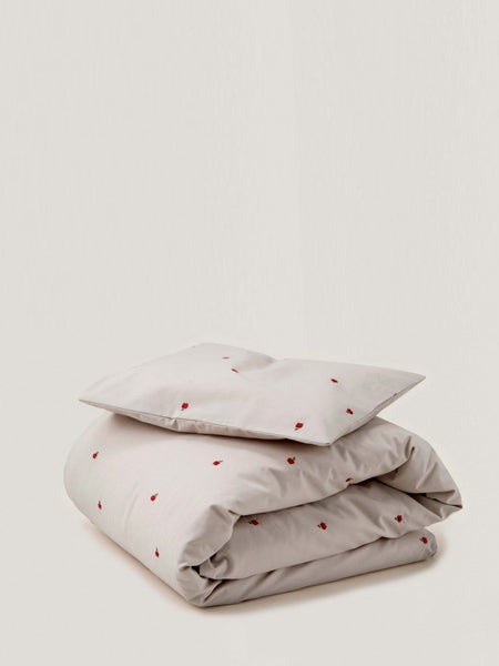 Embroidered Apple Cotton Percale Single Bedset