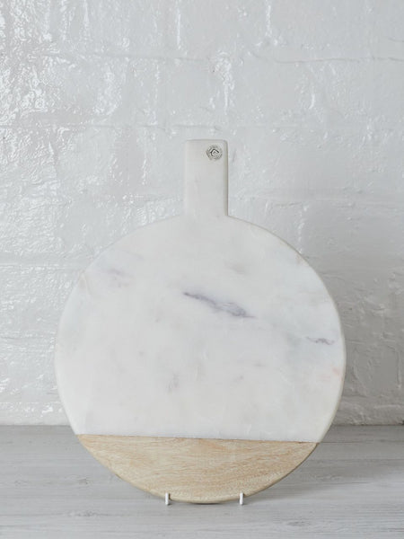 Bwari Small Round Marble Board White