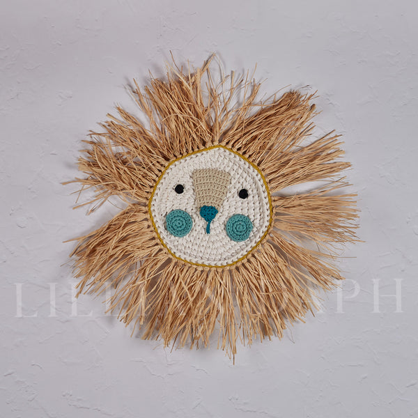 Crochet Lion Yellow Turquoise