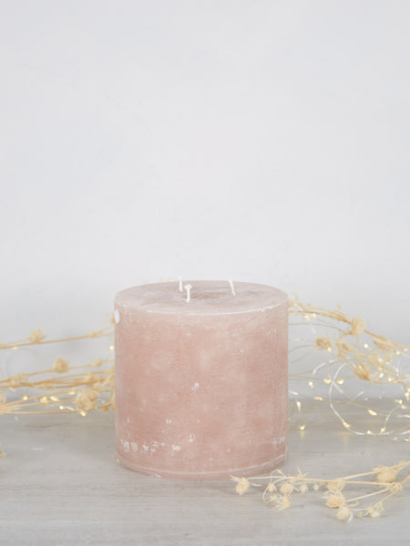 Chic Antique Giant Rustic Pillar Candle Dusty Rose
