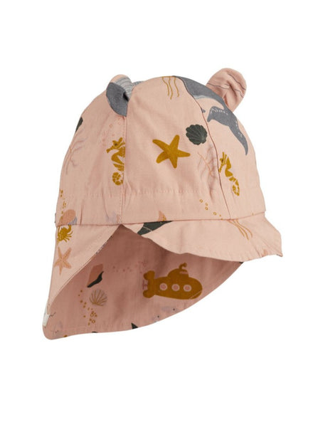 Gorm Organic Cotton Sunhat In Sea Creature Rose Mix