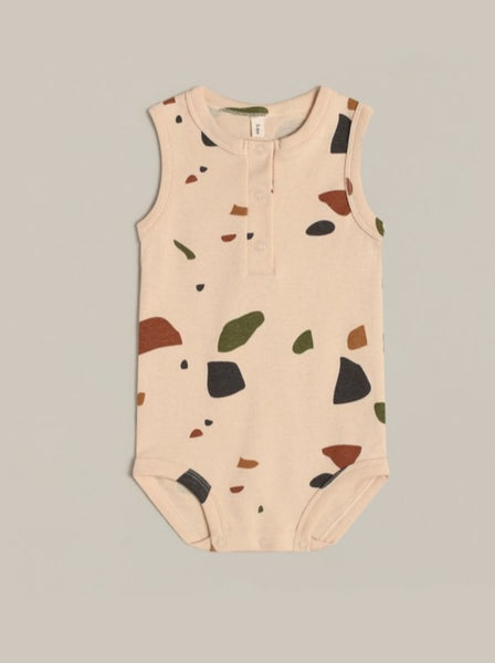 Organic Cotton Sleeveless Bodysuit Terrazzo