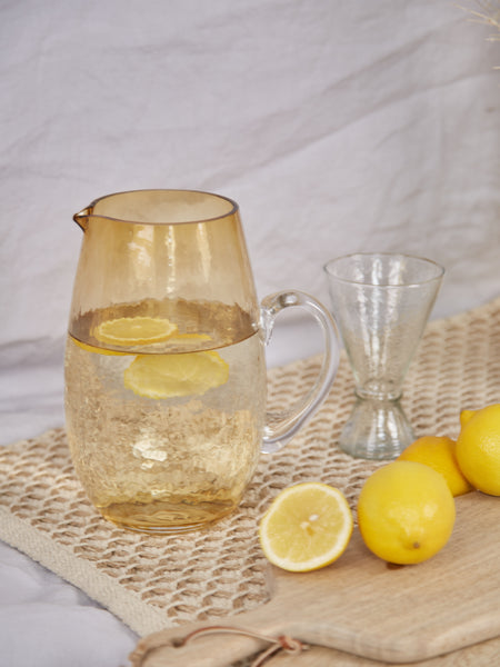 Hammered Glass Jug - Amber