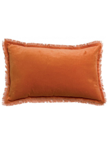 Viva Raise Fara Amber Fringed Velvet Cushion 30 x 50cm