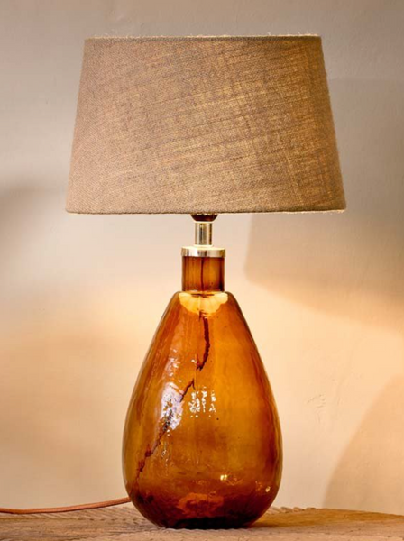 Baba Glass Lamp Base In Burnt Amber - Small Tall