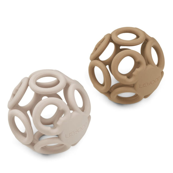 Jasmin Teether Ball 2 Pack- Sandy/oat Mix