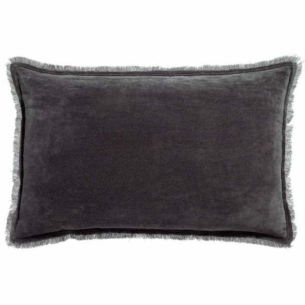 Viva Raise Fara Ombre Grey Fringed Velvet Bed Cushion - 40x65